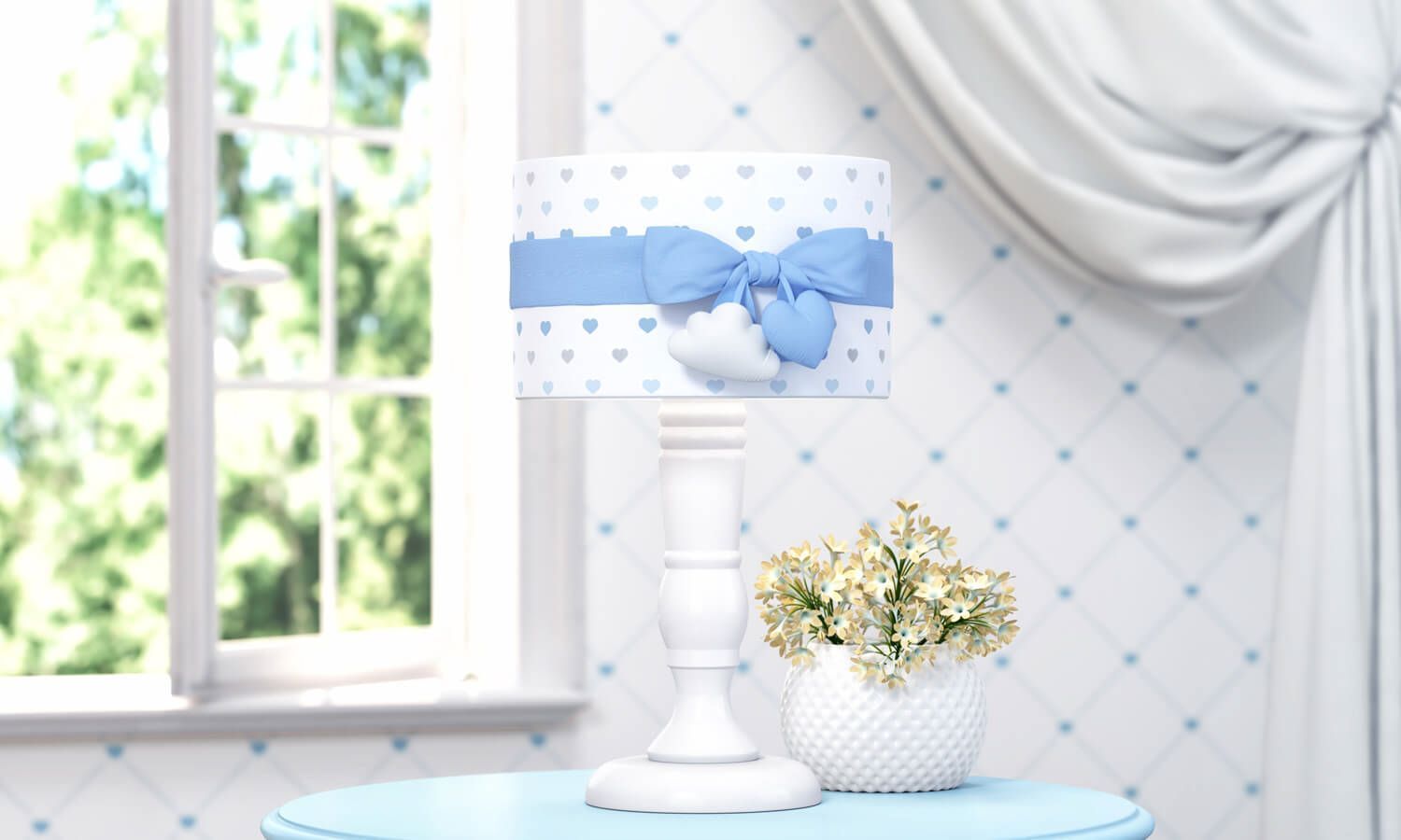 Abajur Madeira Chuva de Amor Rosa