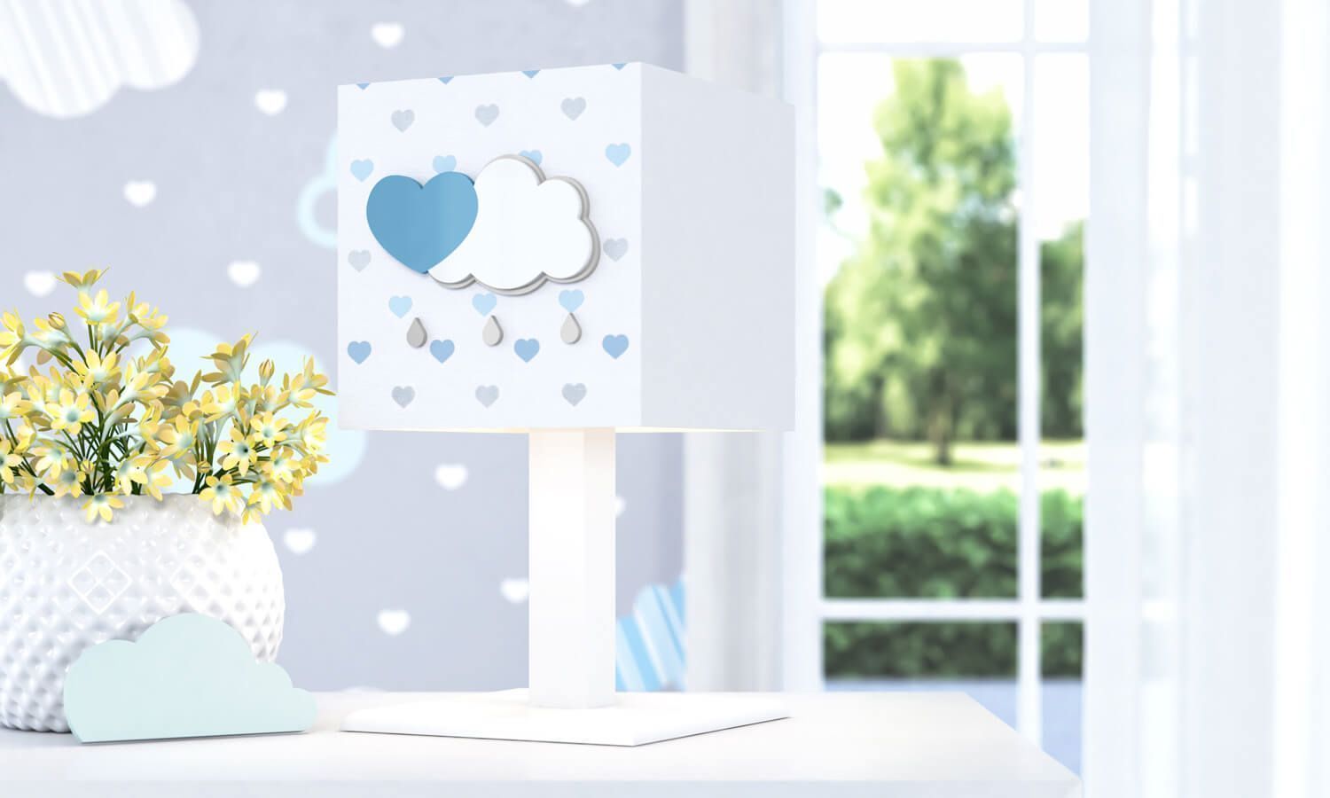 Abajur MDF Chuva de Amor Rosa