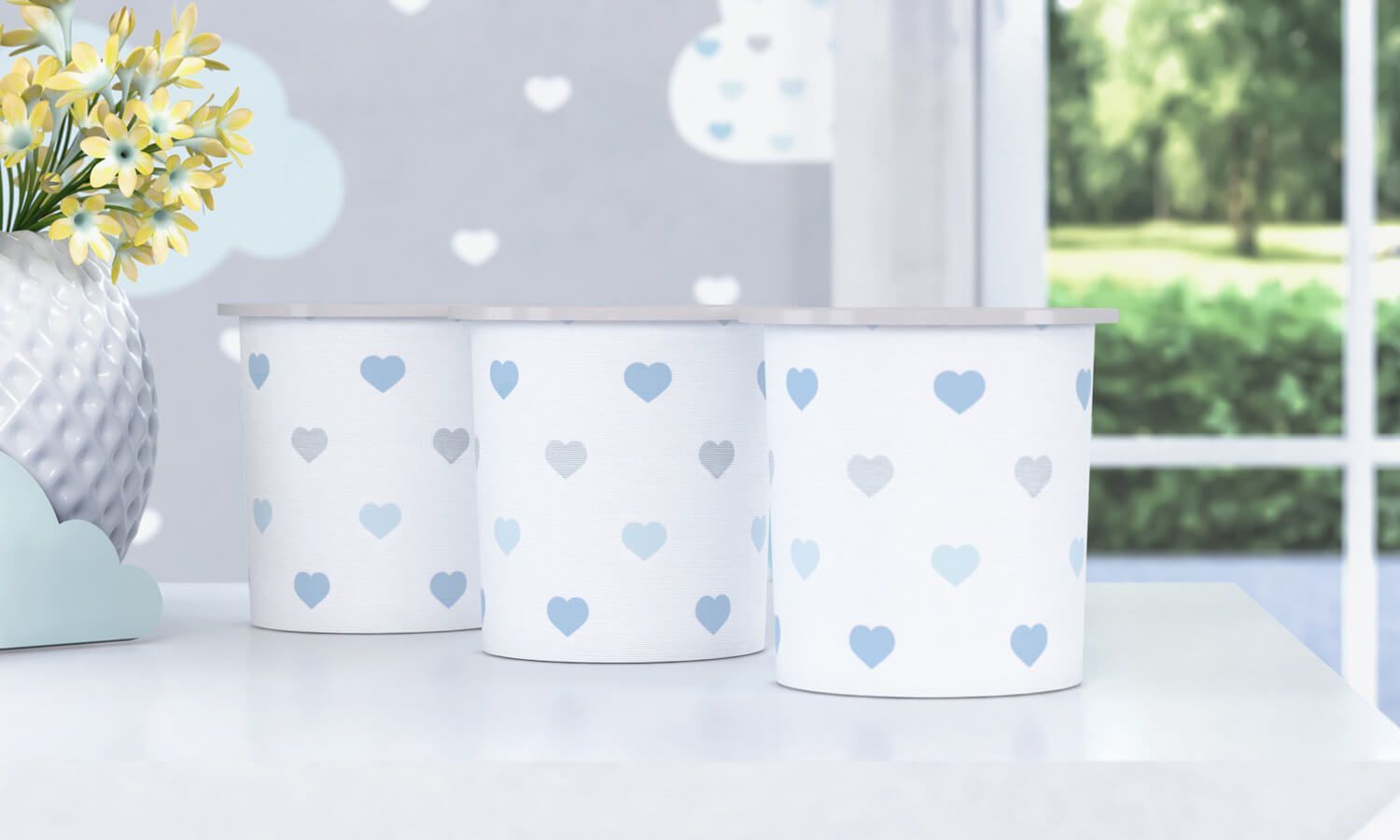 Jogo de Potes Corações e Lacinho