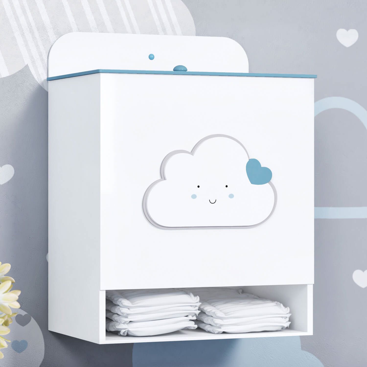 Porta Fraldas MDF Nuvem Coração