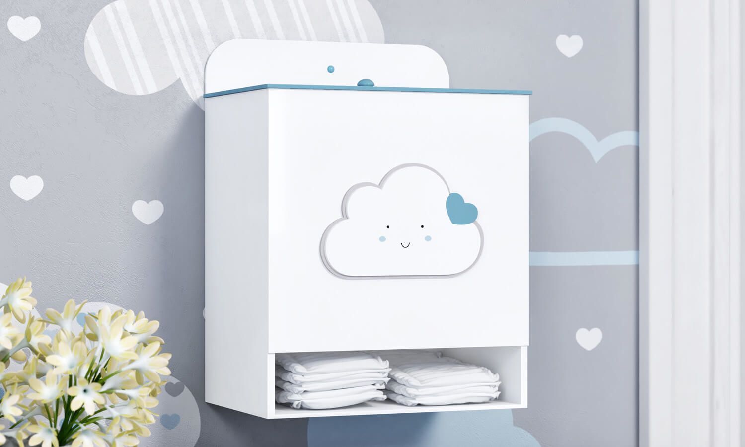 Porta Fraldas MDF Nuvem Coração