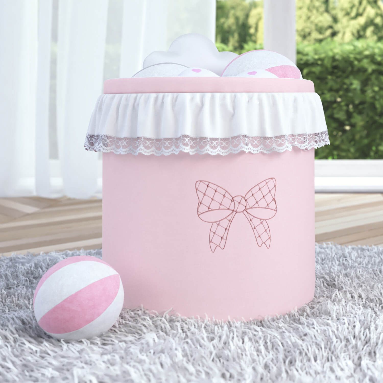 Cesto Organizador para Brinquedos Lacinho e Rendinha 28cm