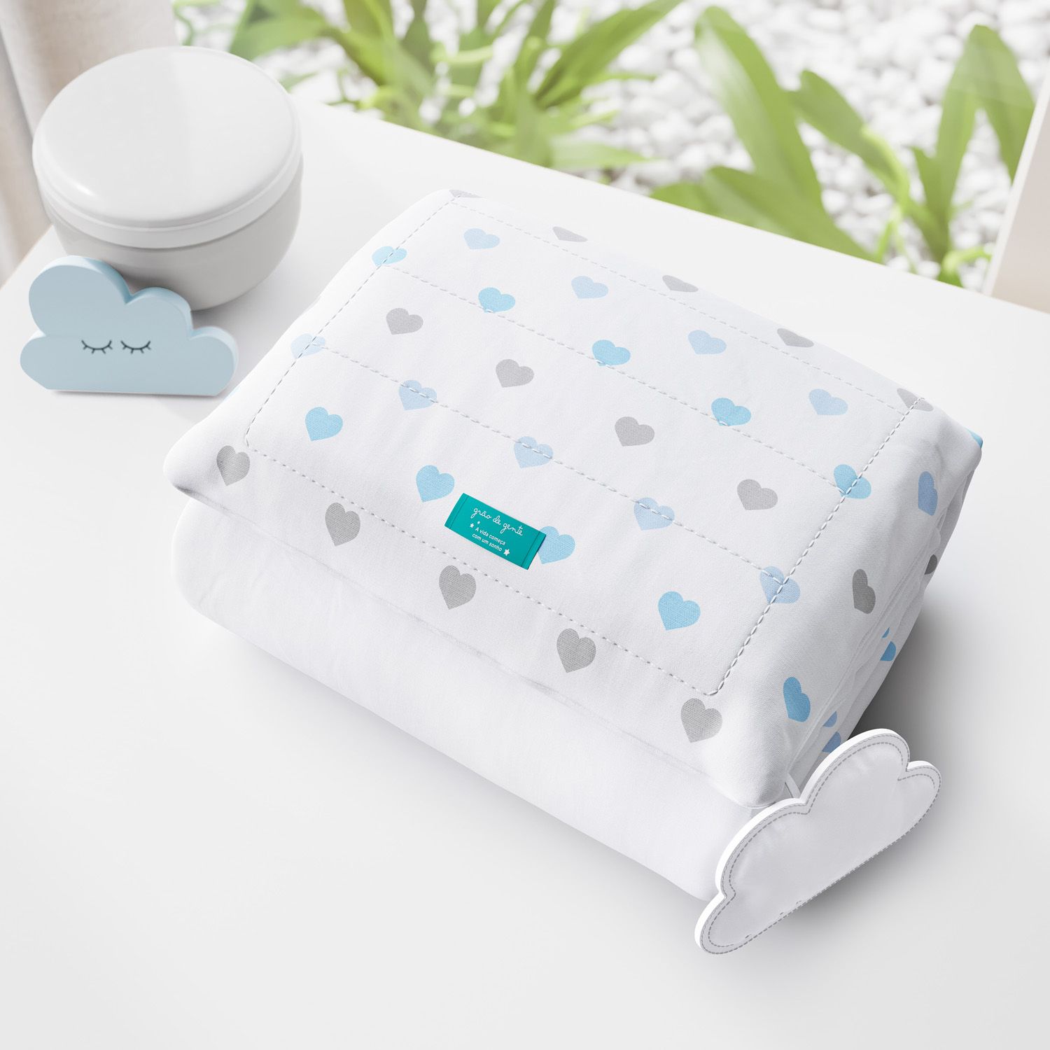 Trocador de Fraldas Portátil com Bolsos Corações 85x40cm