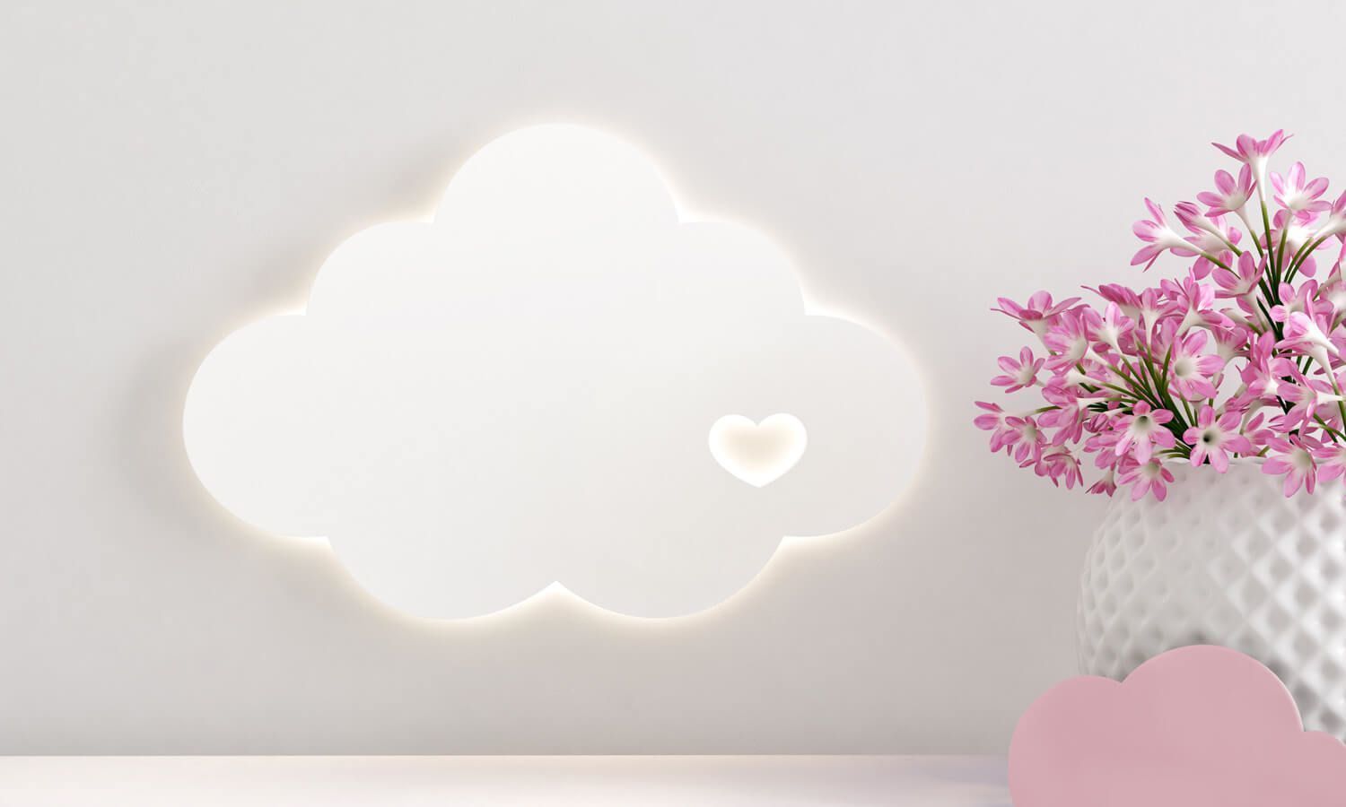 Luminária de Parede Nuvem Coração 30cm