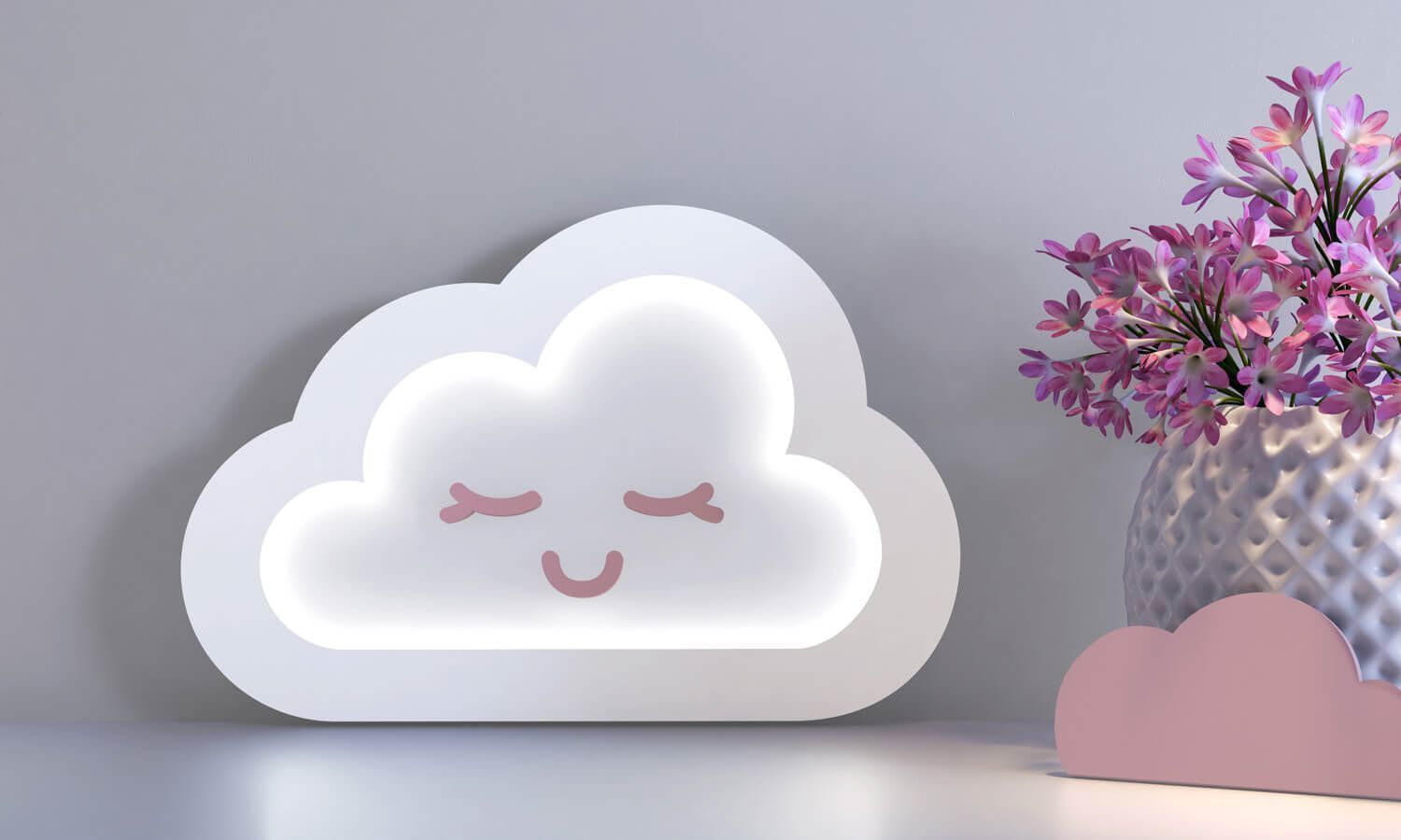 Luminária de Mesa Nuvem Rosa 30cm