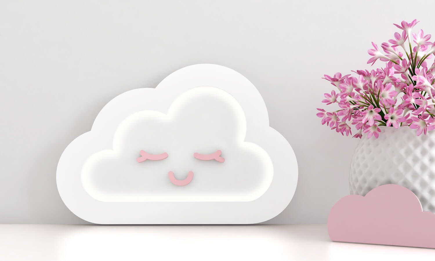 Luminária de Mesa Nuvem Rosa 30cm