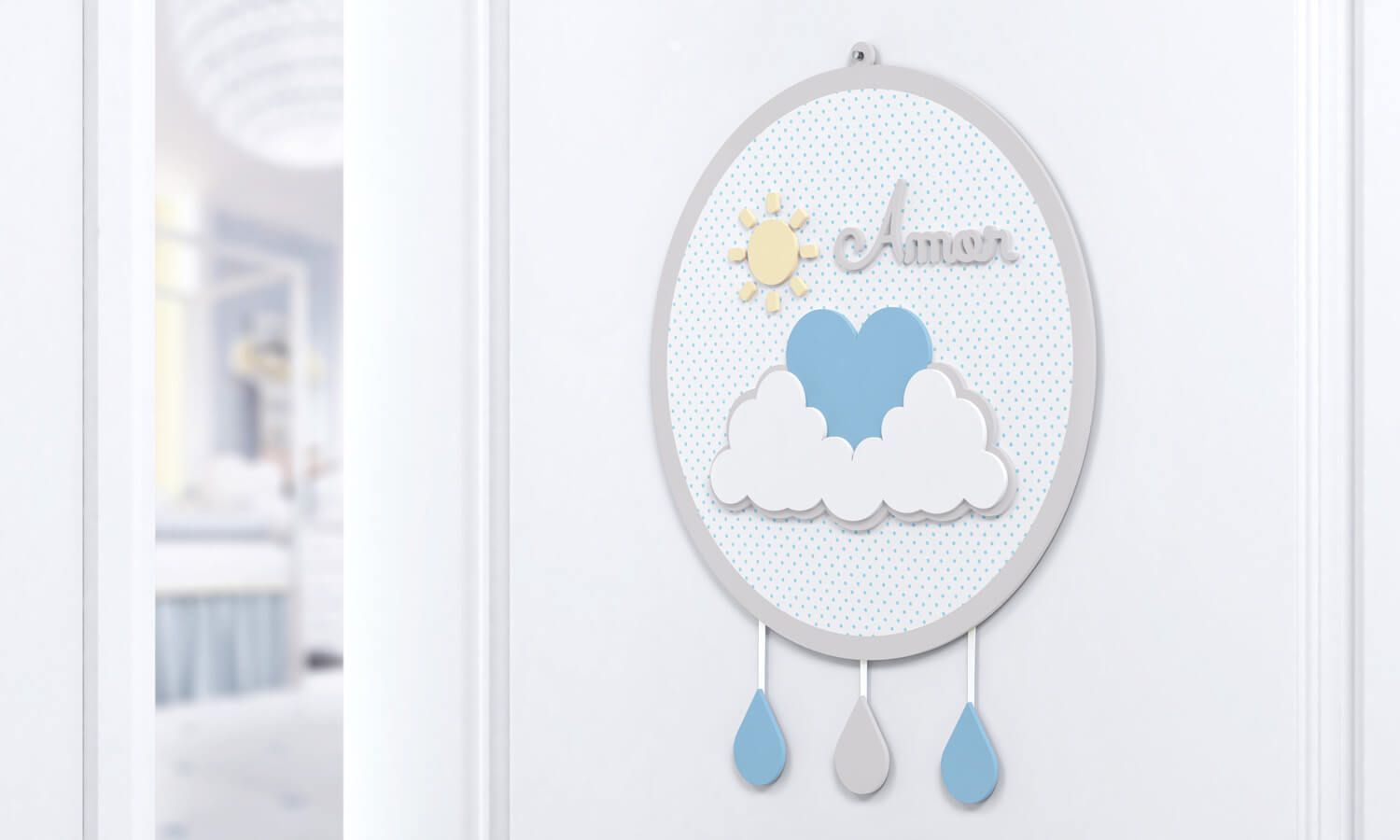 Porta Maternidade MDF Chuva de Amor