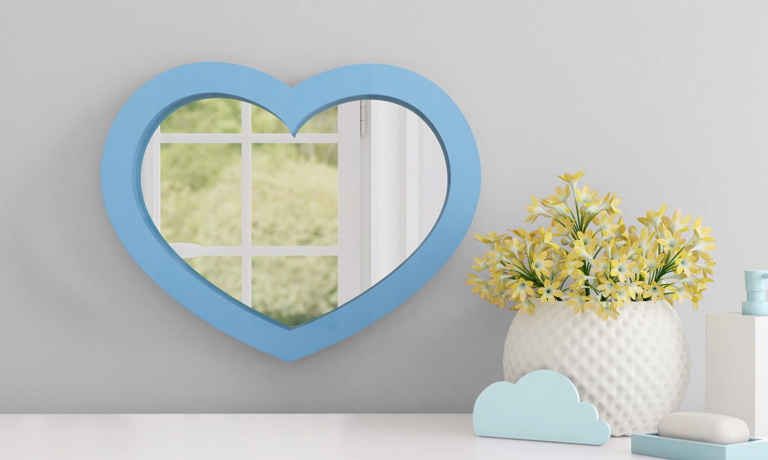 Espelho Coração Rosa 38cm