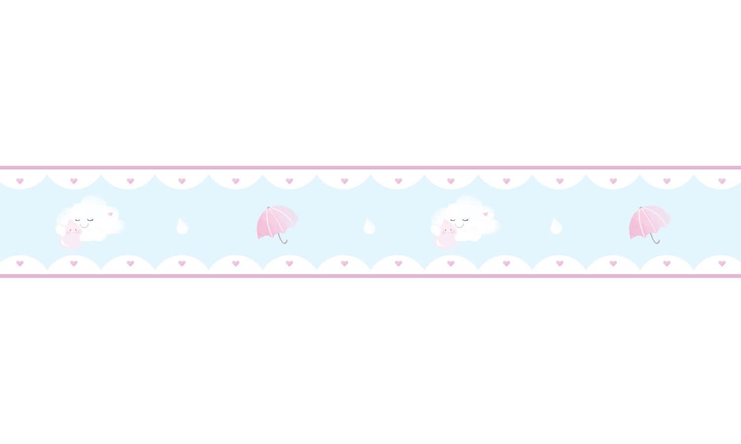 Faixa Adesiva de Parede Aquarela Chuva de Amor Rosa