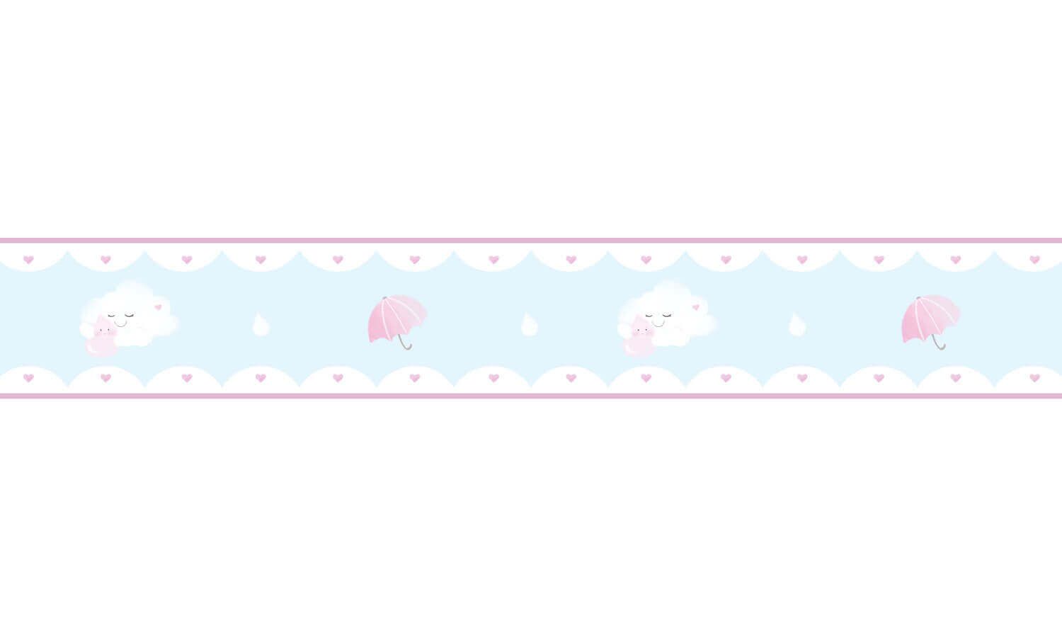 Faixa Adesiva de Parede Aquarela Chuva de Amor Rosa