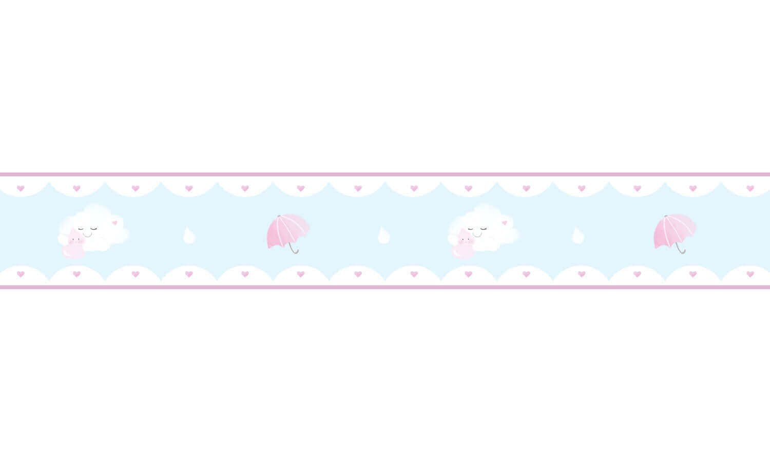 Faixa Adesiva de Parede Aquarela Chuva de Amor Rosa