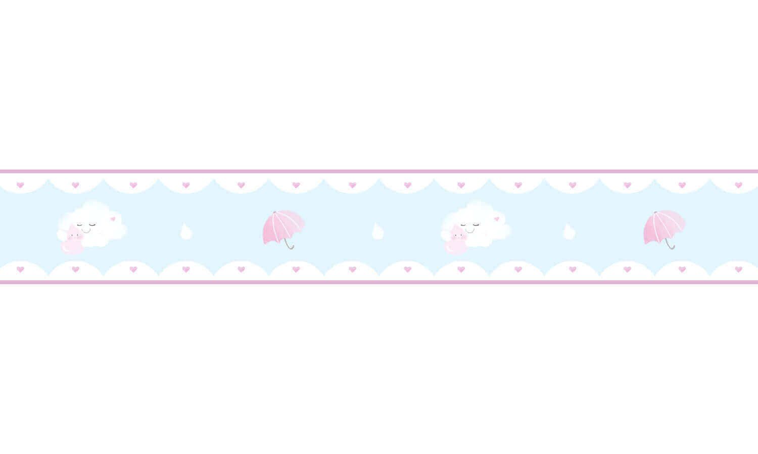 Faixa Adesiva de Parede Aquarela Chuva de Amor Rosa