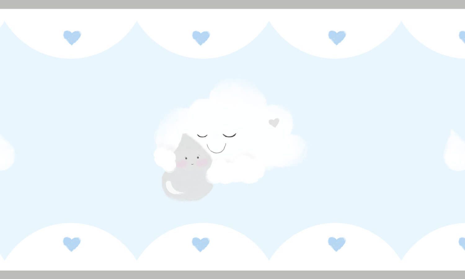 Faixa Adesiva de Parede Aquarela Chuva de Amor Rosa