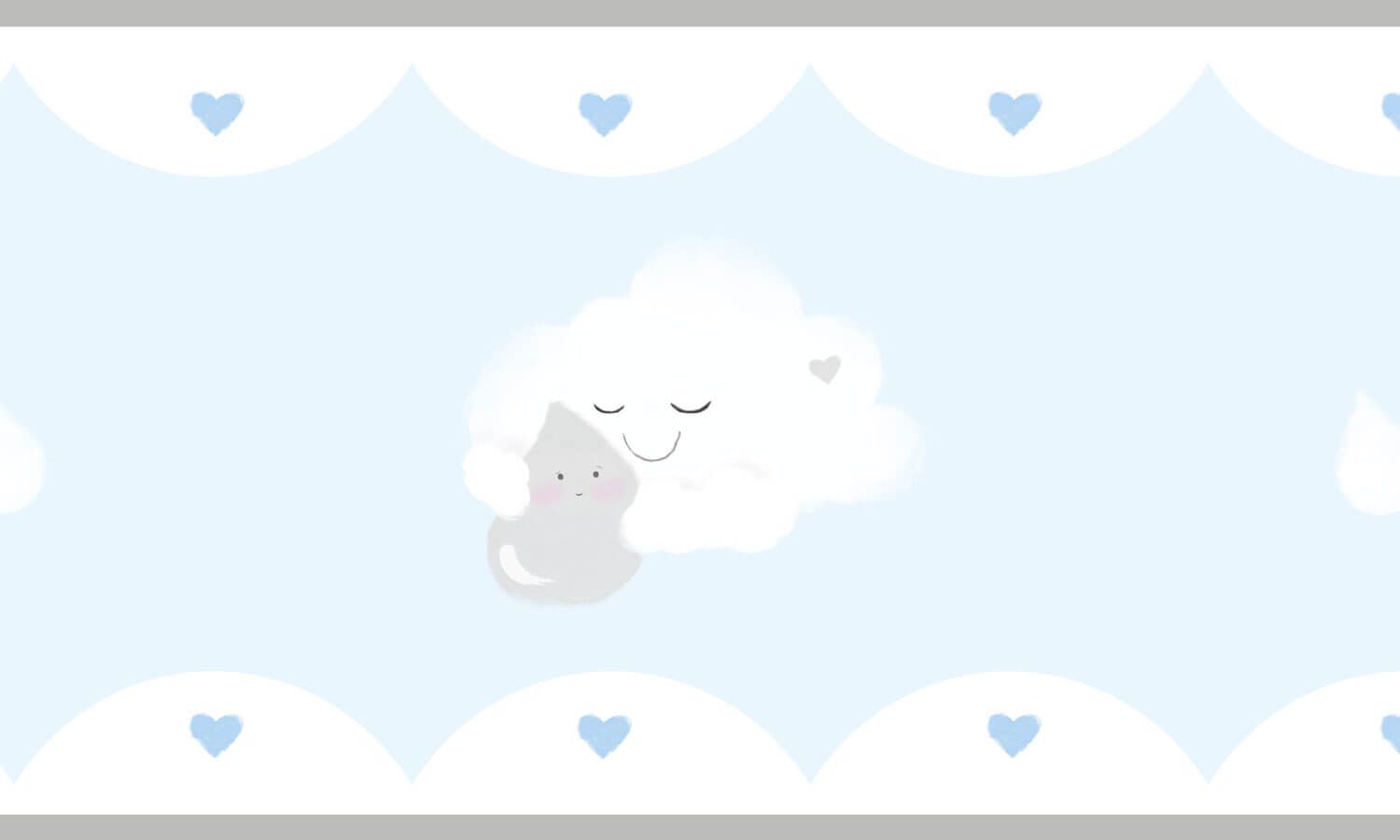 Faixa Adesiva de Parede Aquarela Chuva de Amor Rosa