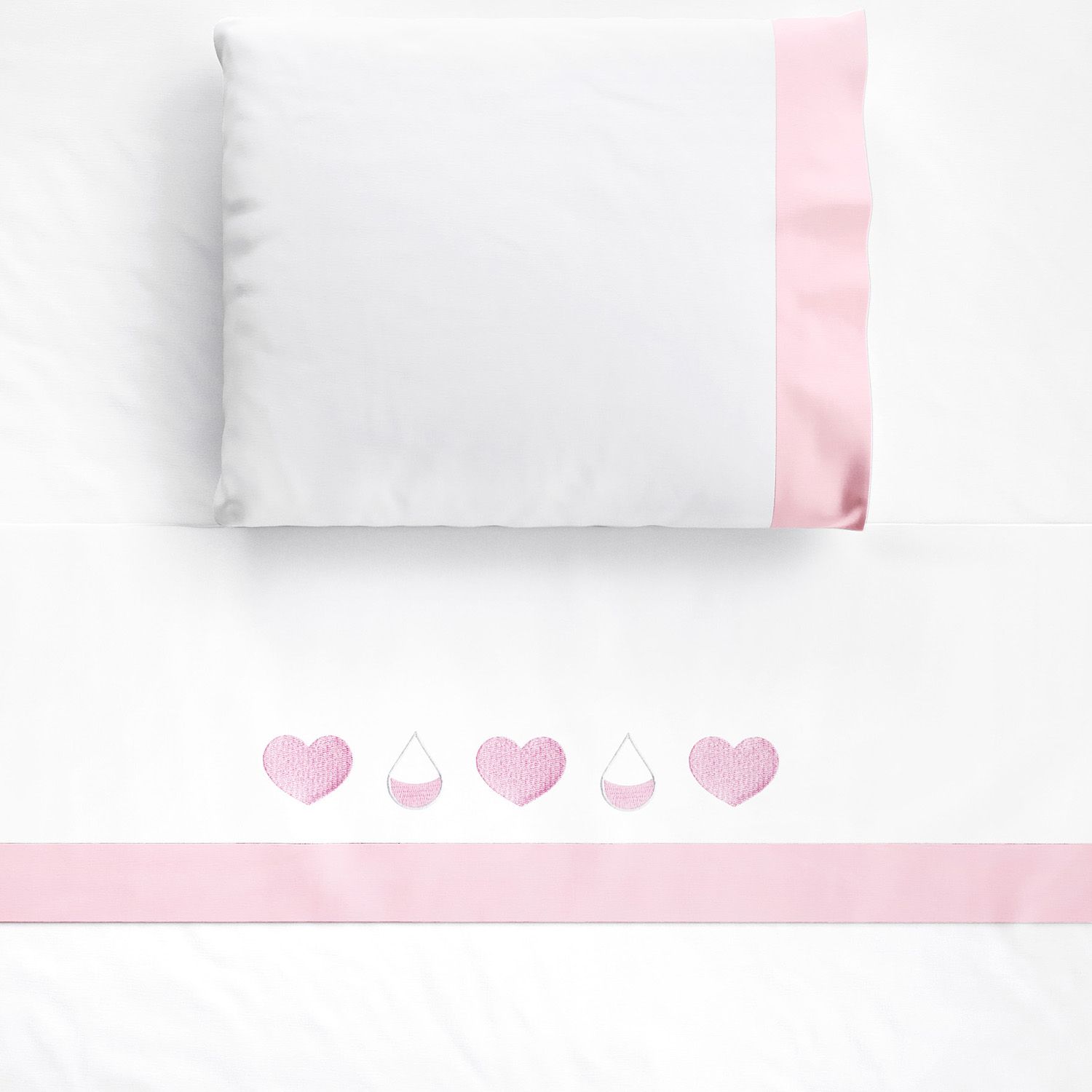 Jogo de Lençol Berço Bordado Chuva de Amor 3 peças