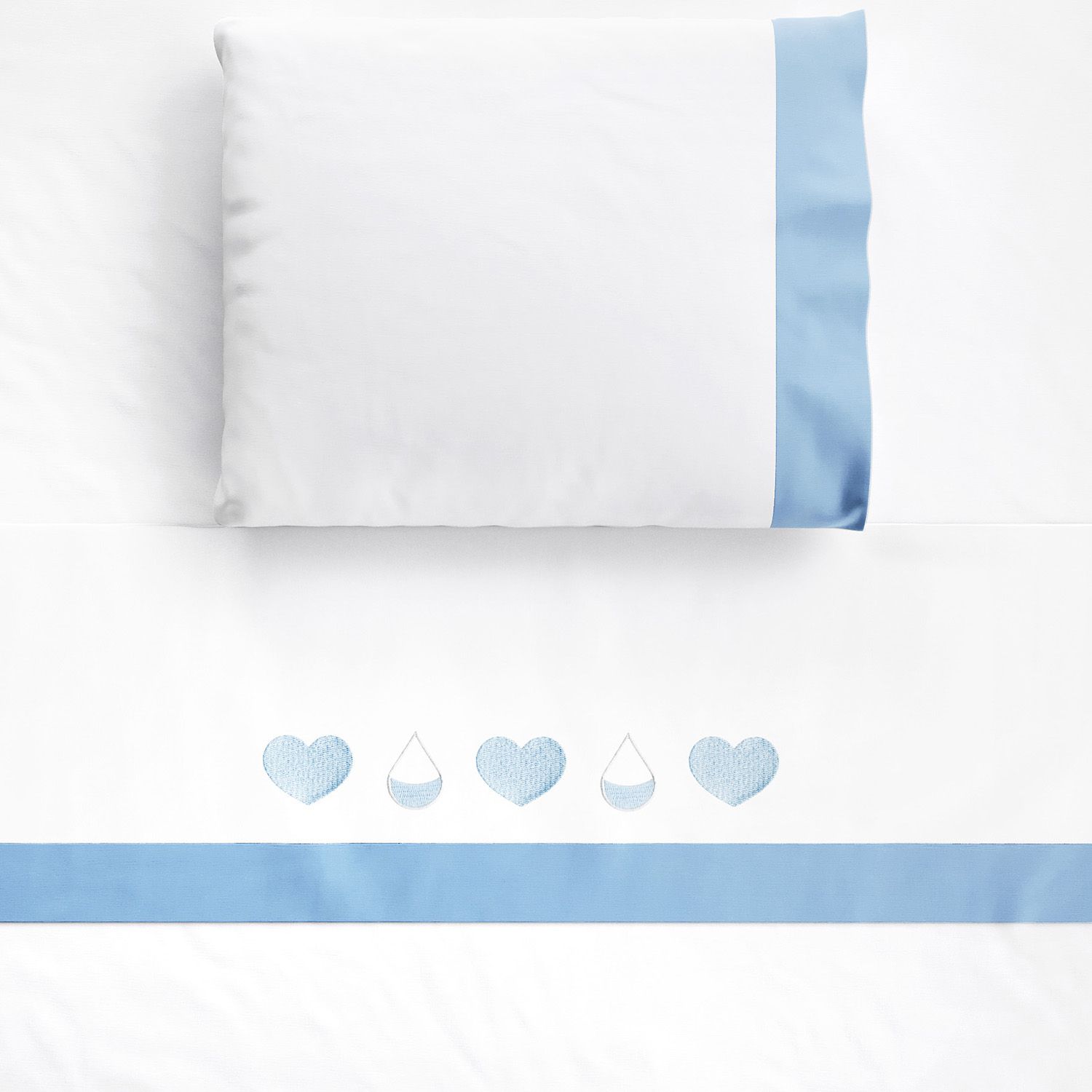 Jogo de Lençol Berço Bordado Chuva de Amor 3 peças