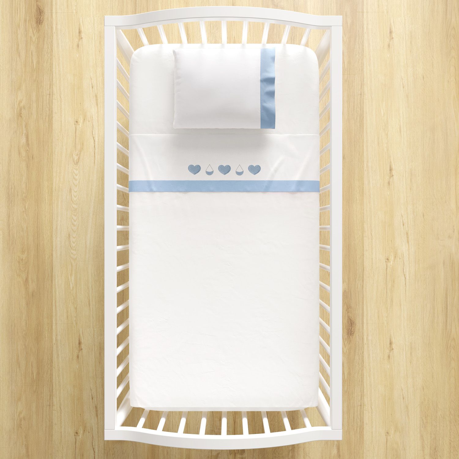 Jogo de Lençol Berço Bordado Chuva de Amor 3 peças