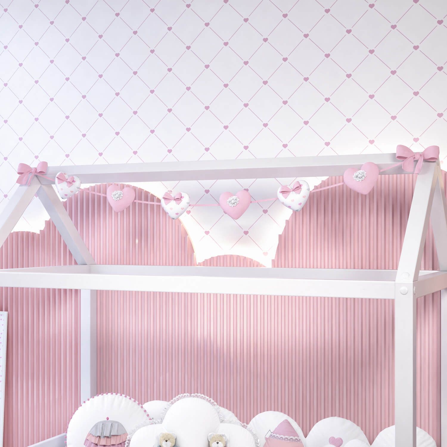 Varal de Cama Corações 1,60m