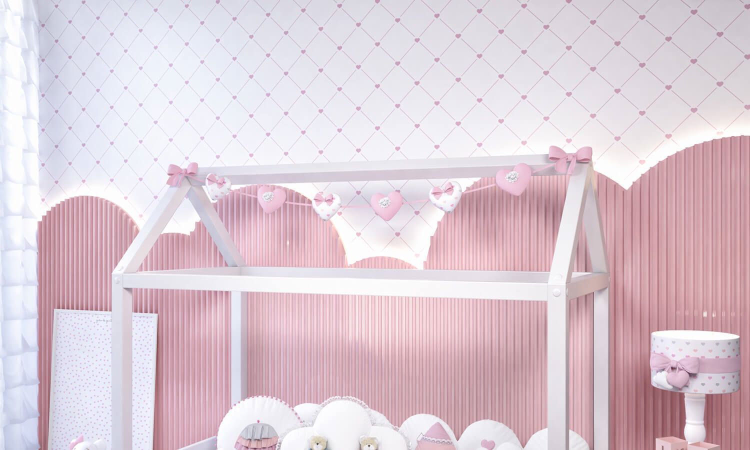 Varal de Cama Corações 1,60m