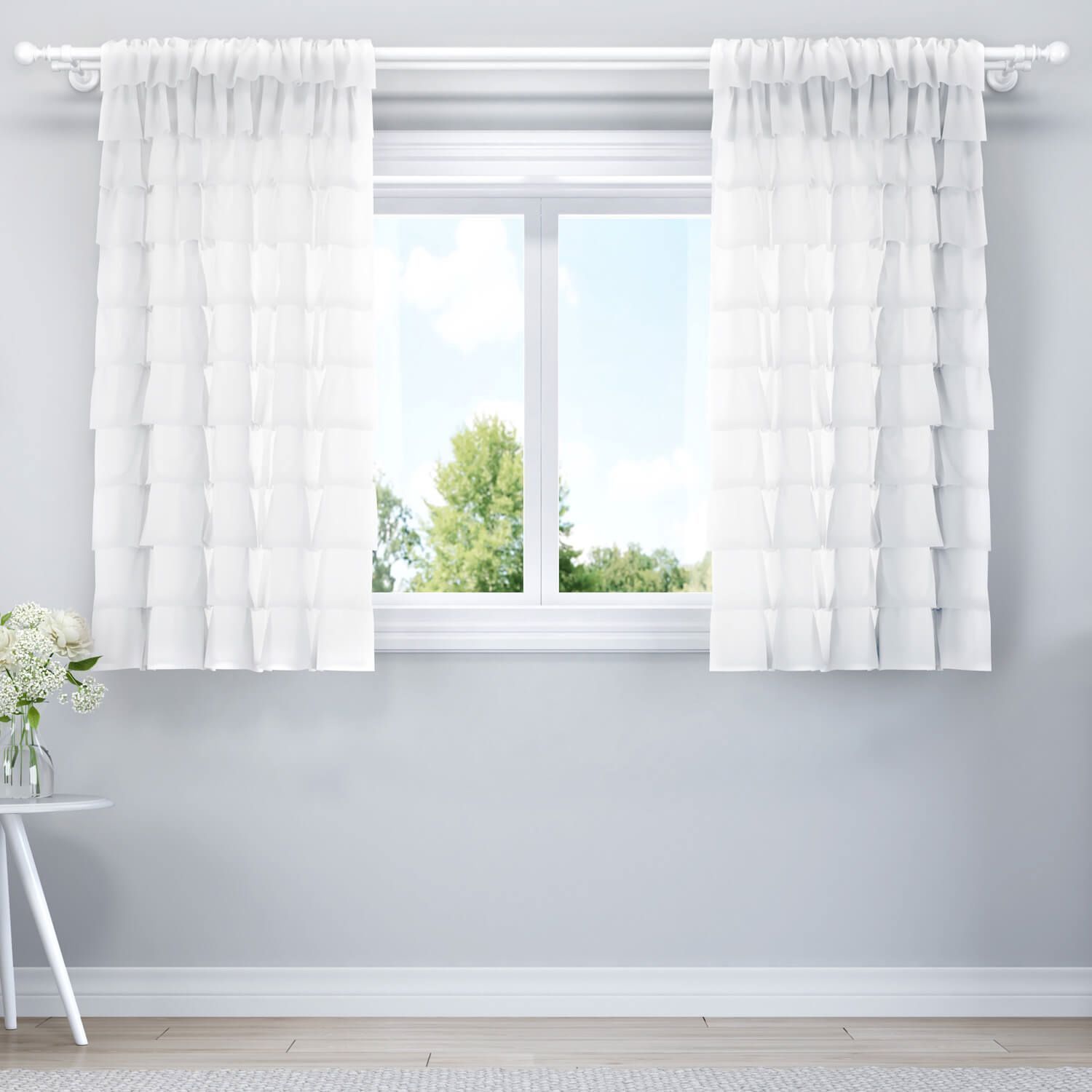 Cortina Babados Branca 1,50m