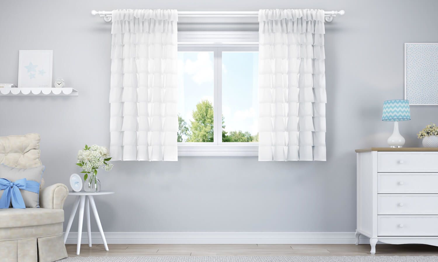 Cortina Babados Branca 1,50m