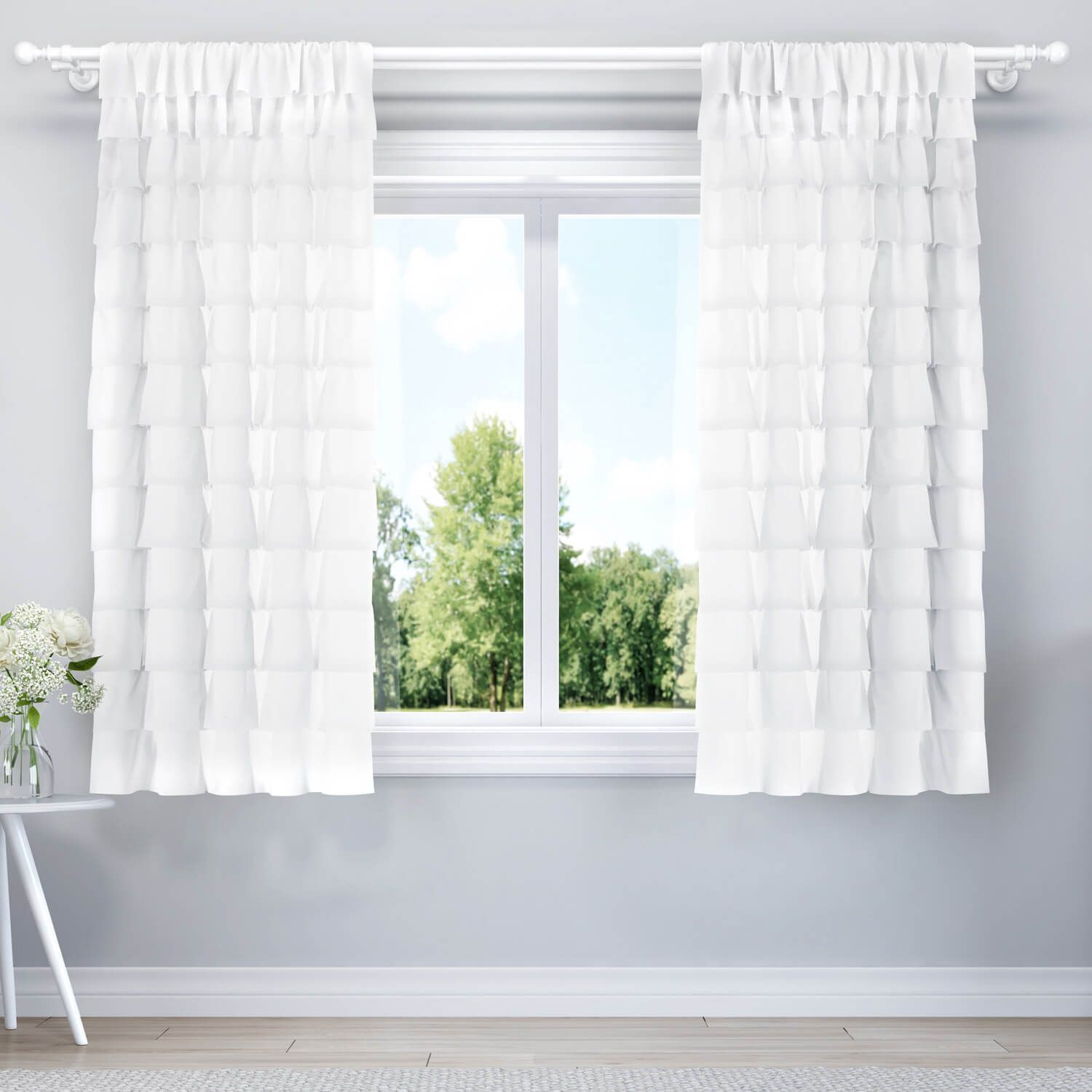 Cortina Babados Branca 1,50m