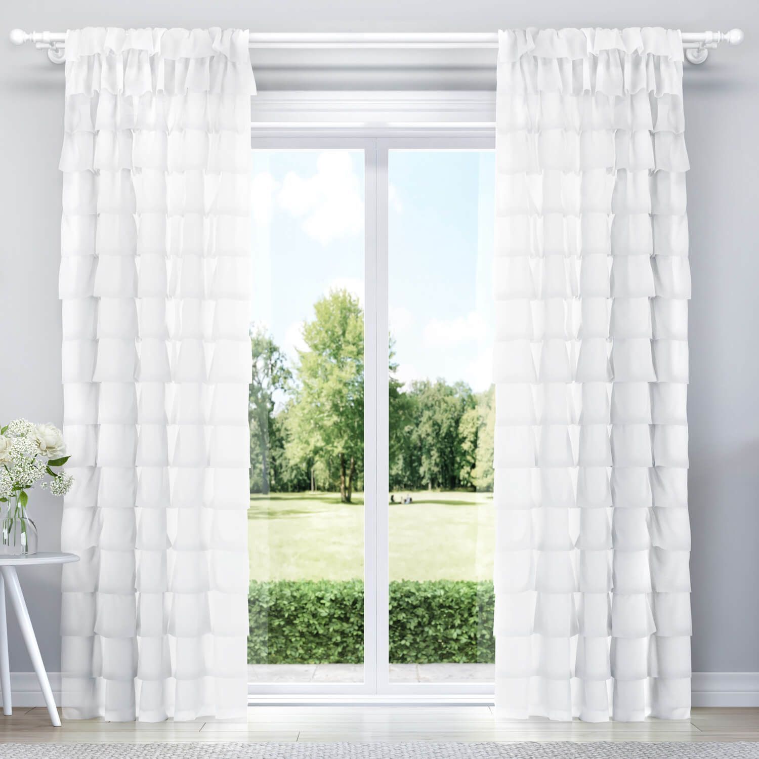 Cortina Babados Branca 1,50m