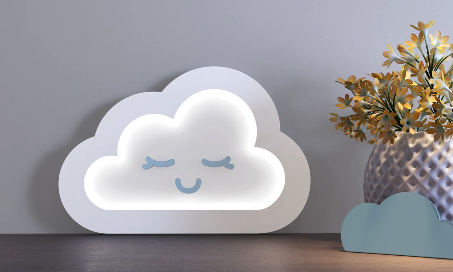 Luminária de Mesa Nuvem Rosa 30cm