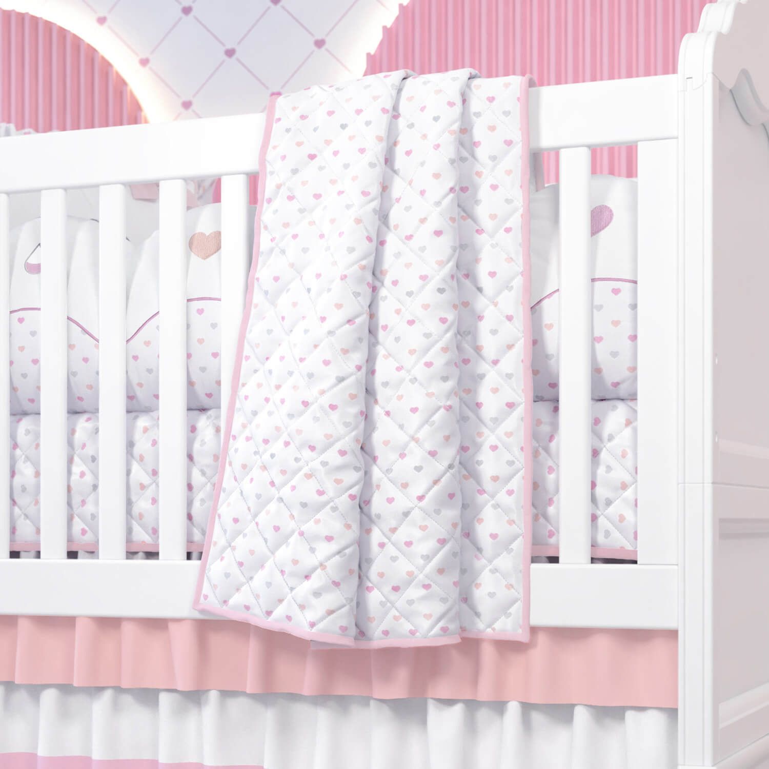 Edredom de Berço Matelado Corações