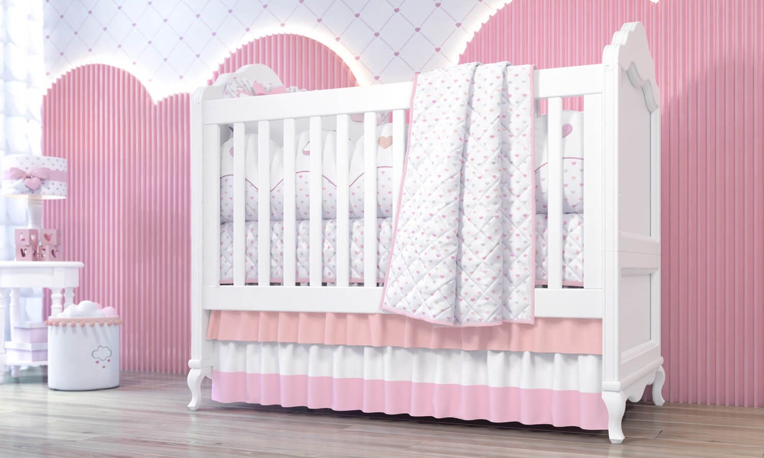 Edredom de Berço Matelado Corações