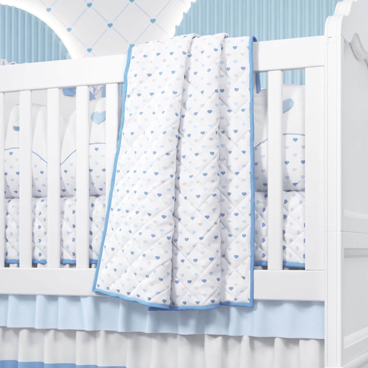 Edredom de Berço Matelado Corações