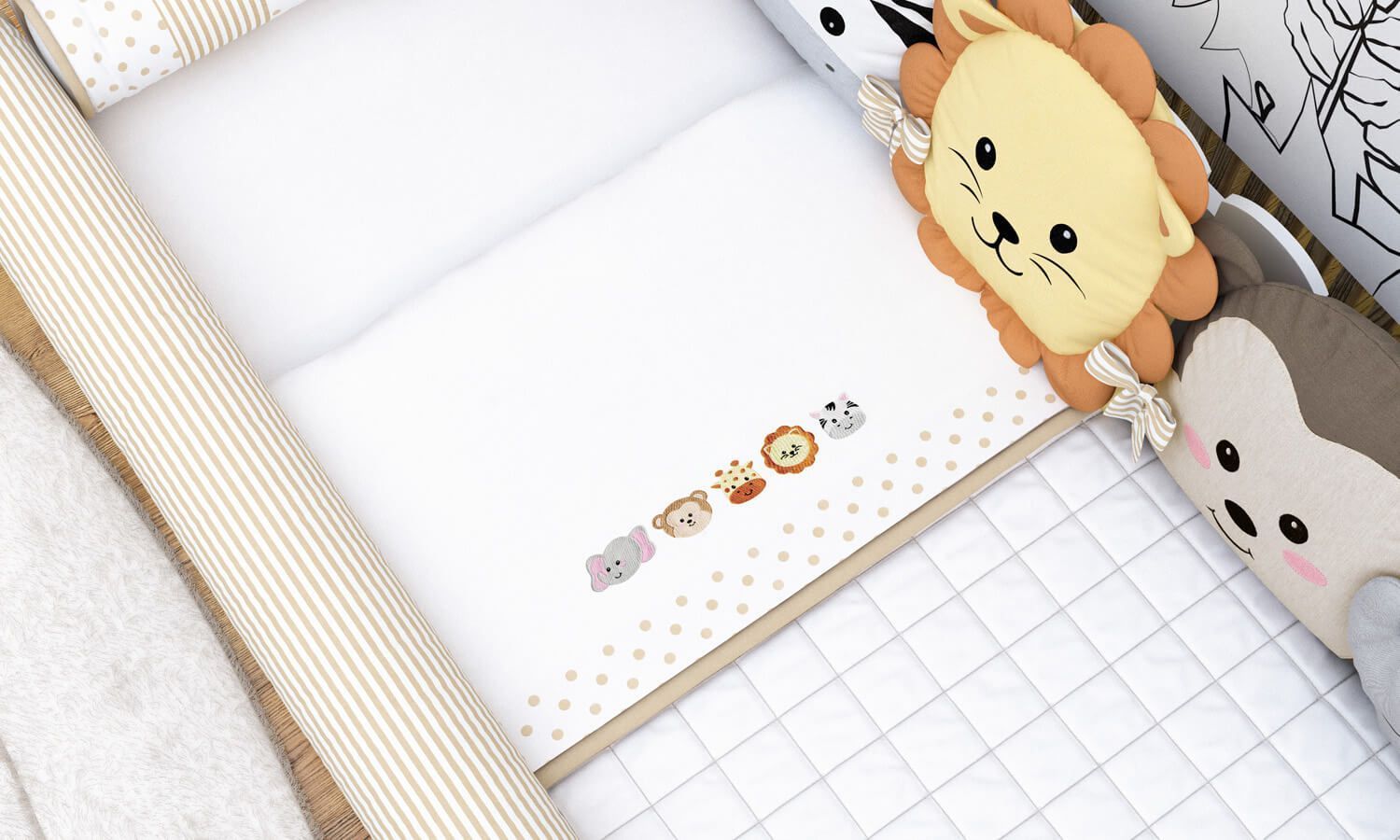 Jogo de Lençol Mini Cama Amiguinhos Safári 3 Peças