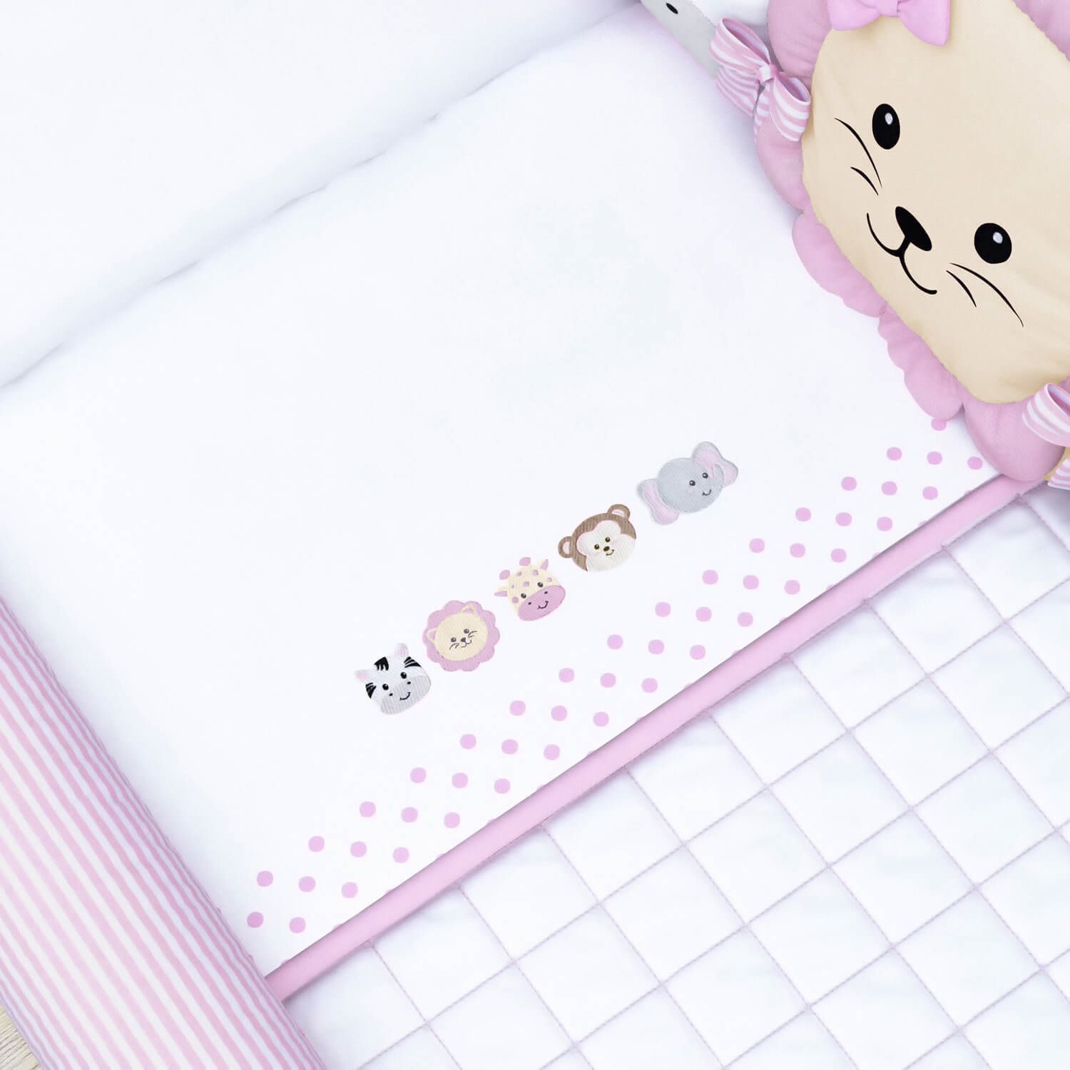 Jogo de Lençol Mini Cama Amiguinhos Safári 3 Peças