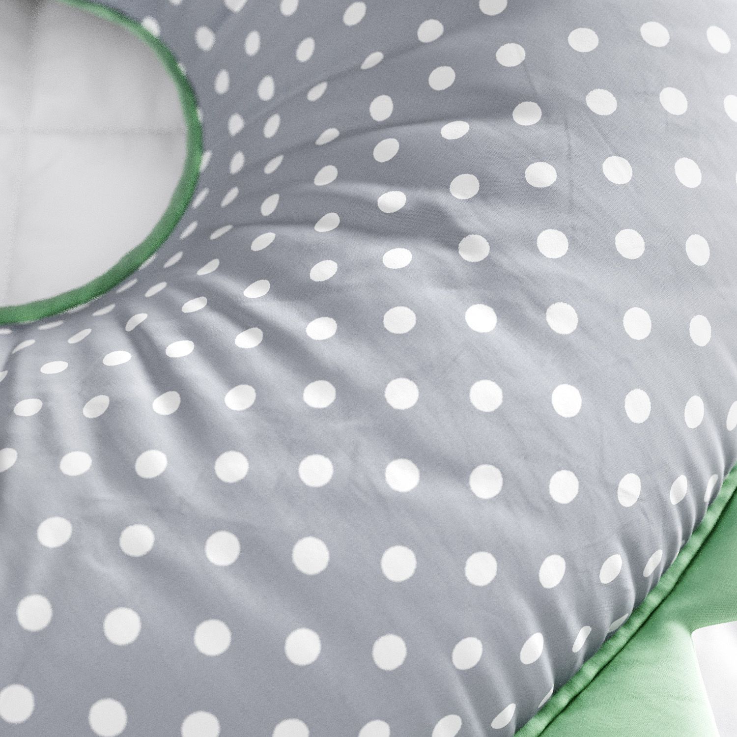 Almofada Amamentação Dino Poá Verde e Cinza