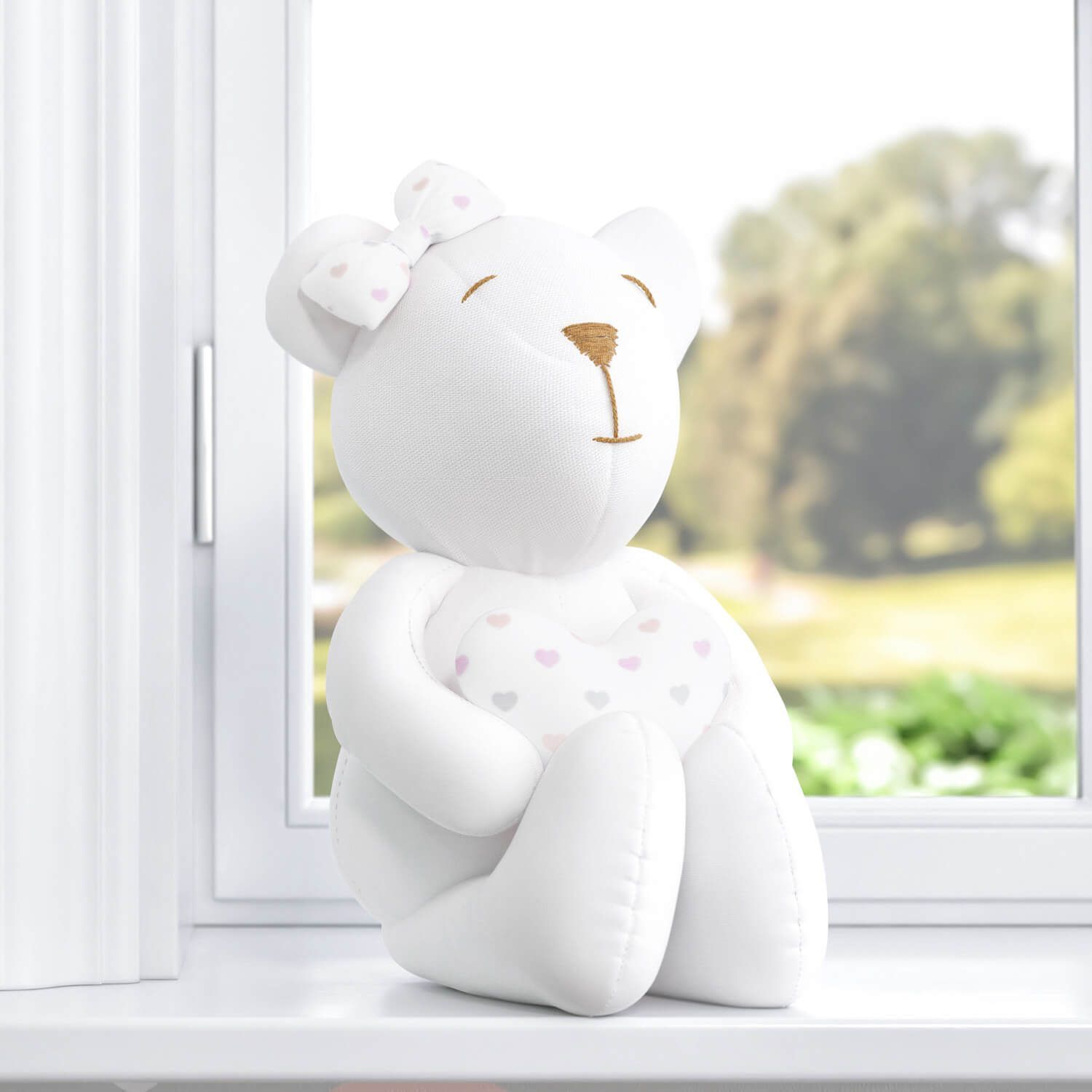 Ursinha com Coração Chuva de Amor Rosa 42cm