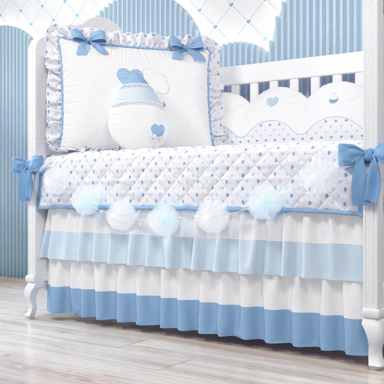 Varal de Berço Bolinhas de Tule 1,30m