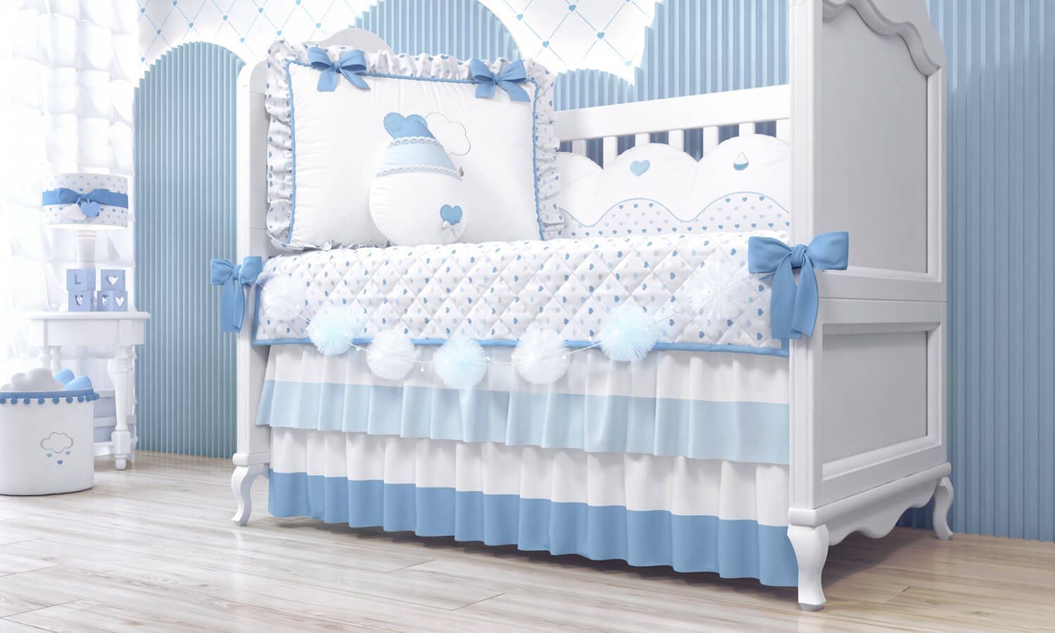 Varal de Berço Bolinhas de Tule 1,30m