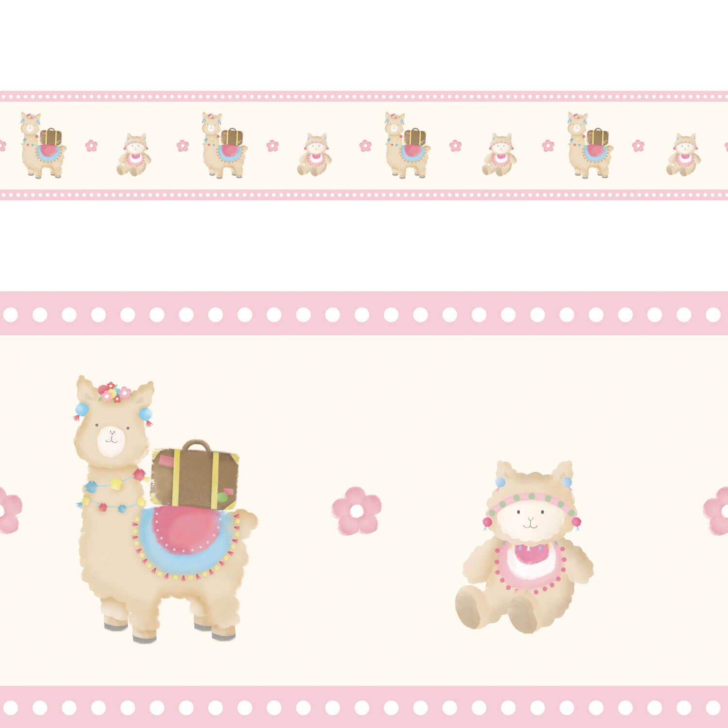 Faixa Adesiva de Parede Amiguinhas Lhamas