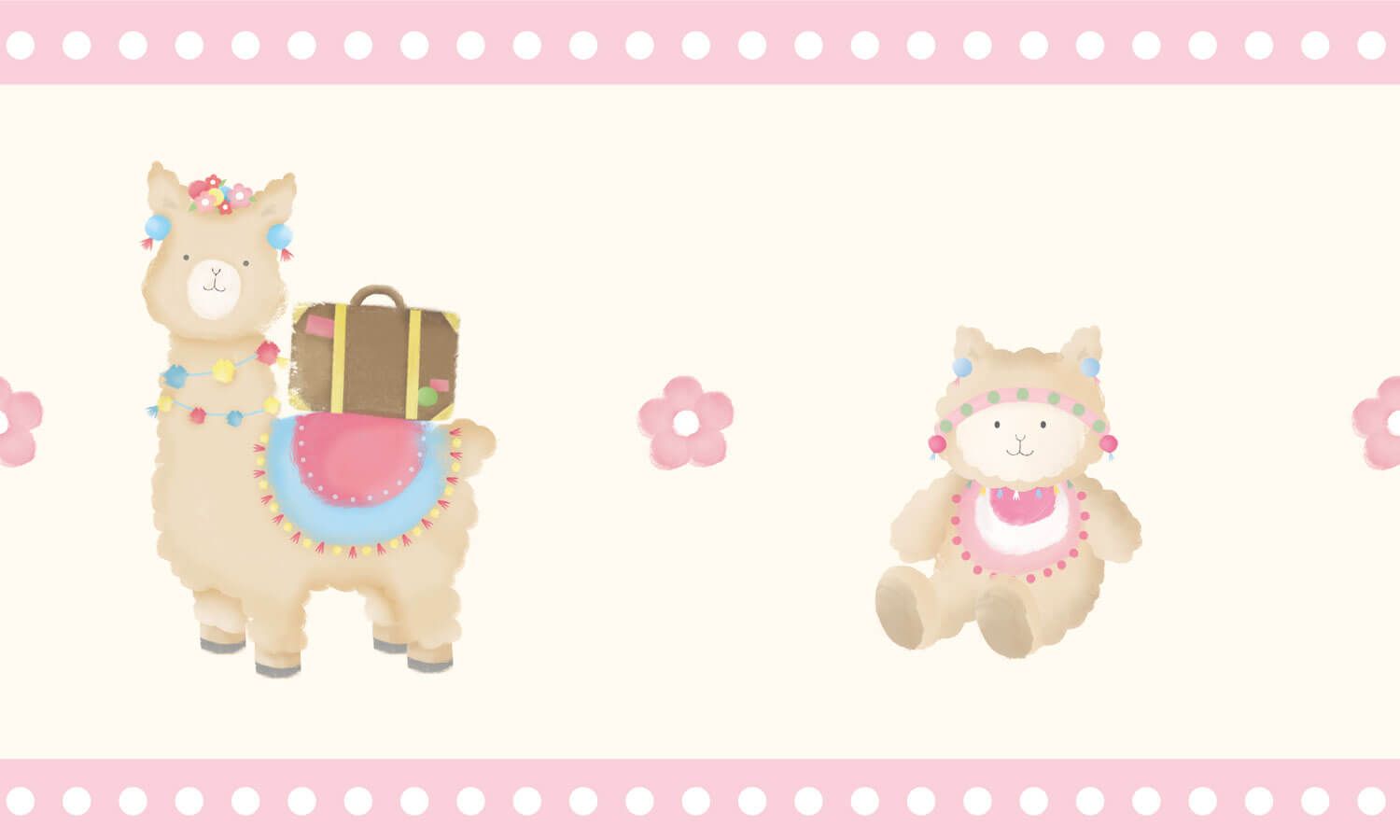 Faixa Adesiva de Parede Amiguinhas Lhamas