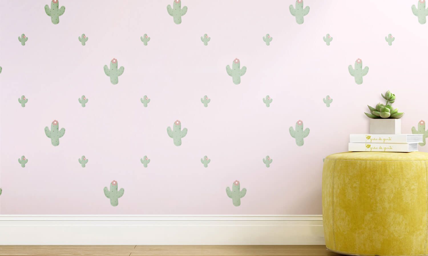 Papel de Parede Cactos Rosa 3m