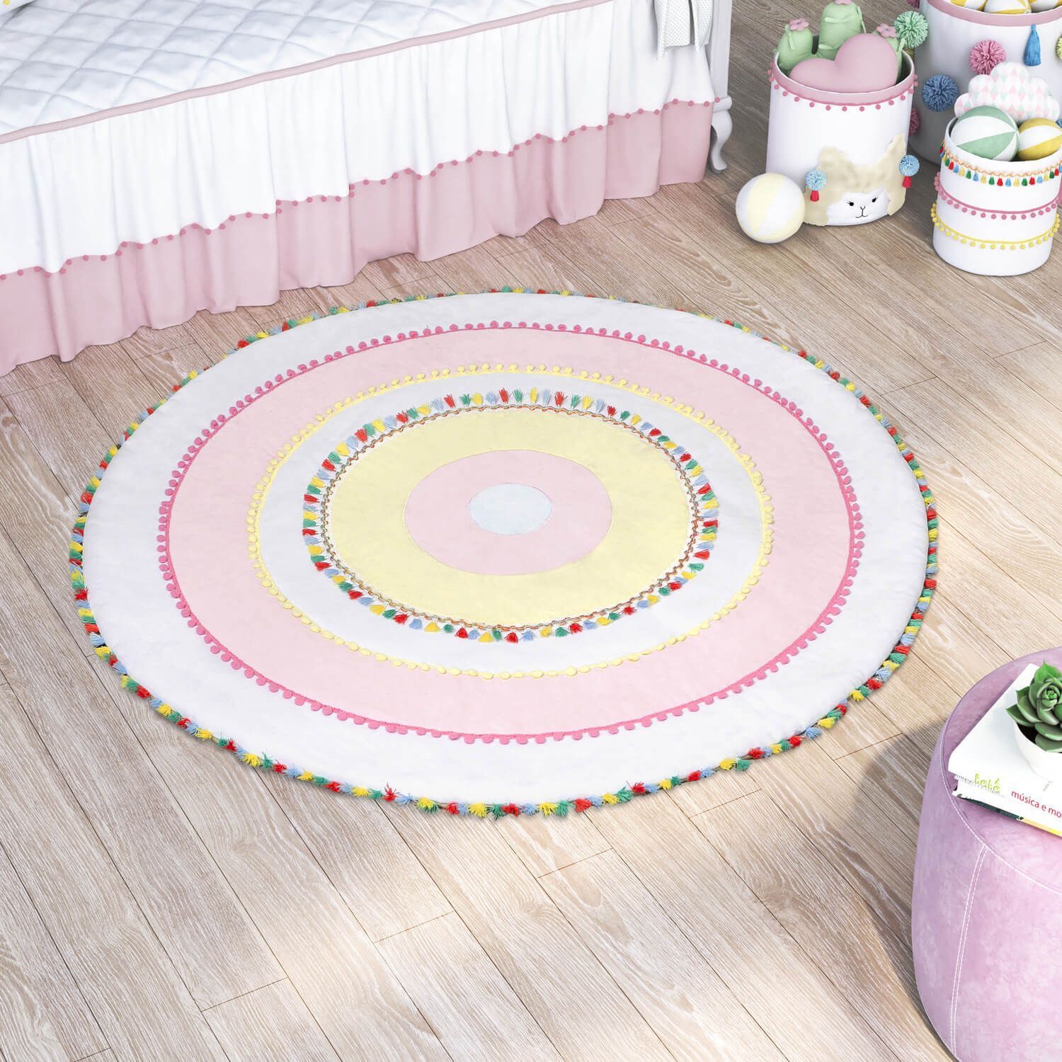 Tapete Redondo Pompom 90cm