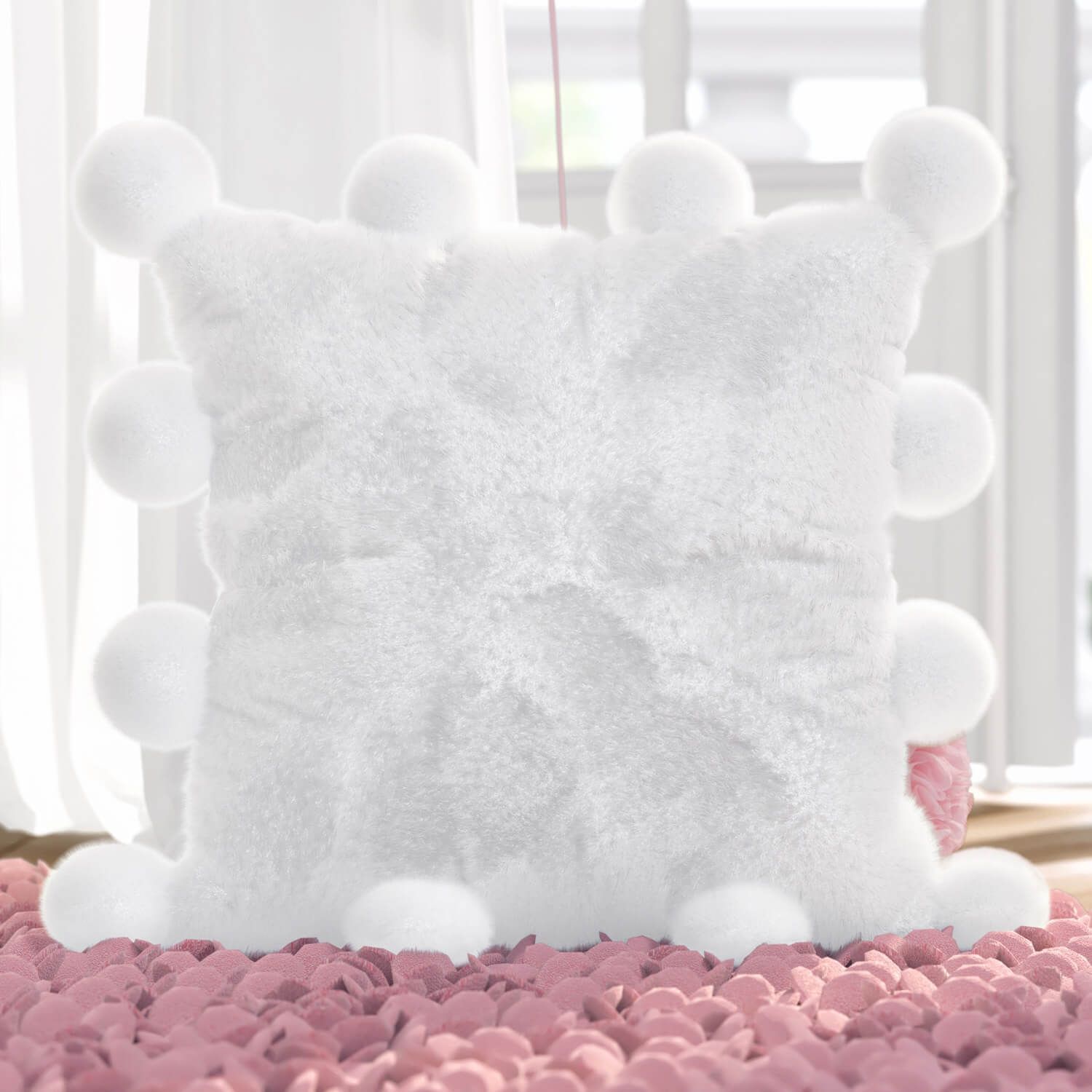 Almofada Pelúcia e Pompom Princesa Clássica 38cm