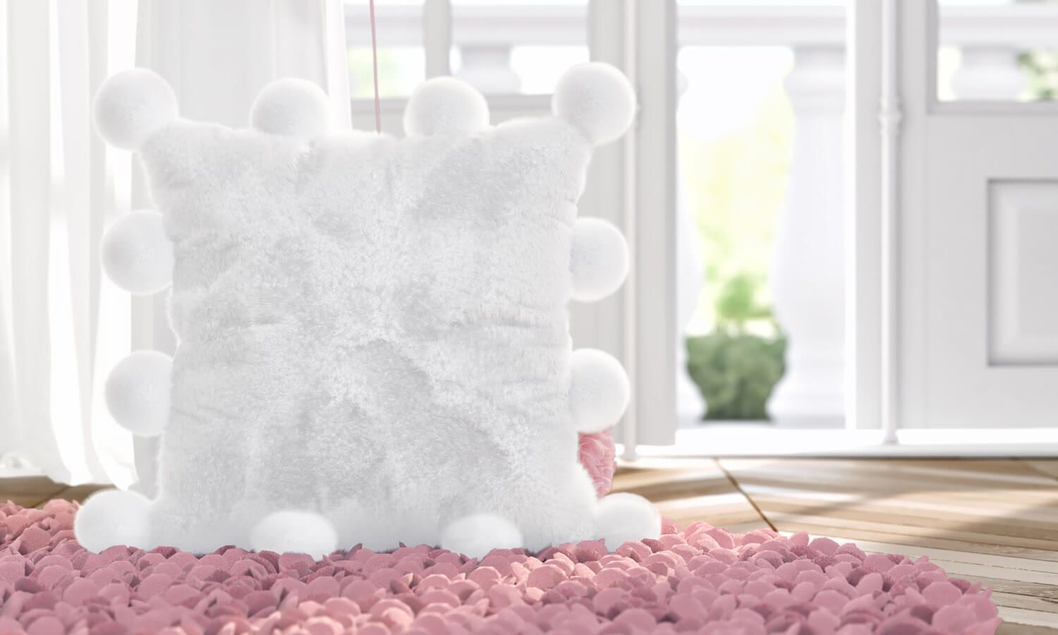 Almofada Pelúcia e Pompom Princesa Clássica 38cm