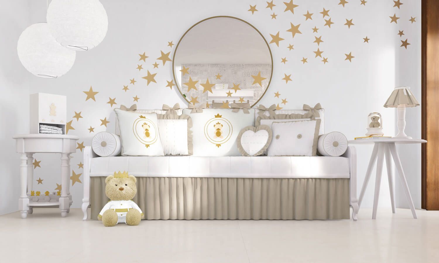 Kit Cama Babá Urso Teddy Realeza