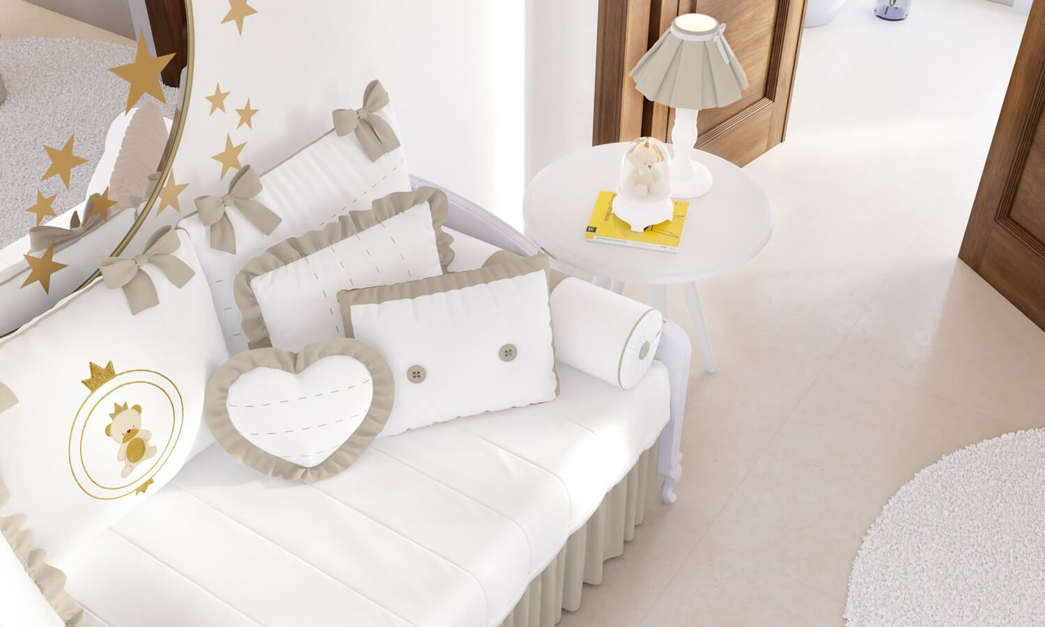 Kit Cama Babá Urso Teddy Realeza