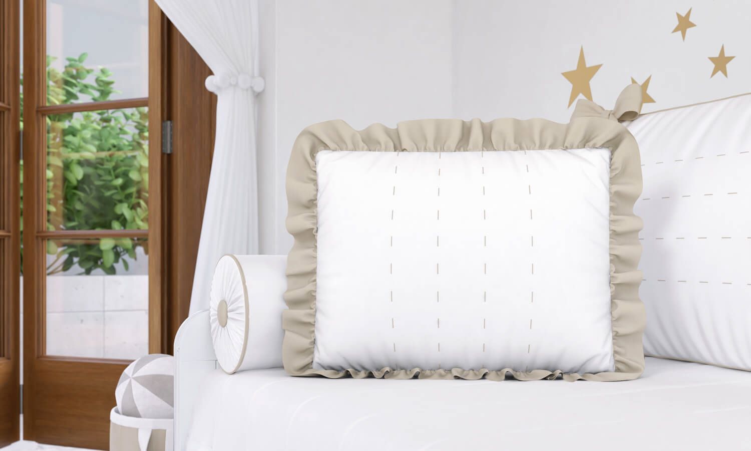 Almofada com Babado Azul Marinho 43cm