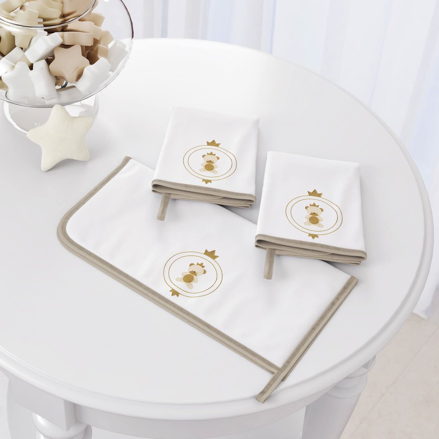 Jogo de Fraldas de Boca Malha Urso Teddy Realeza