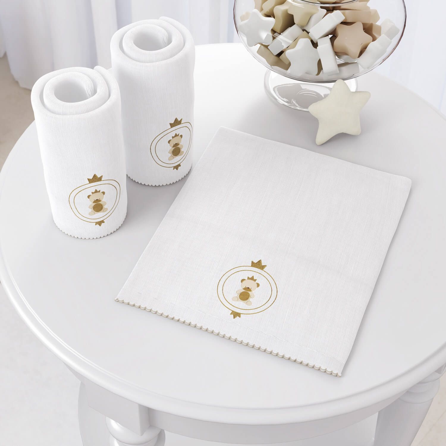 Jogo de Fraldas Ombro Urso Teddy Realeza com 3