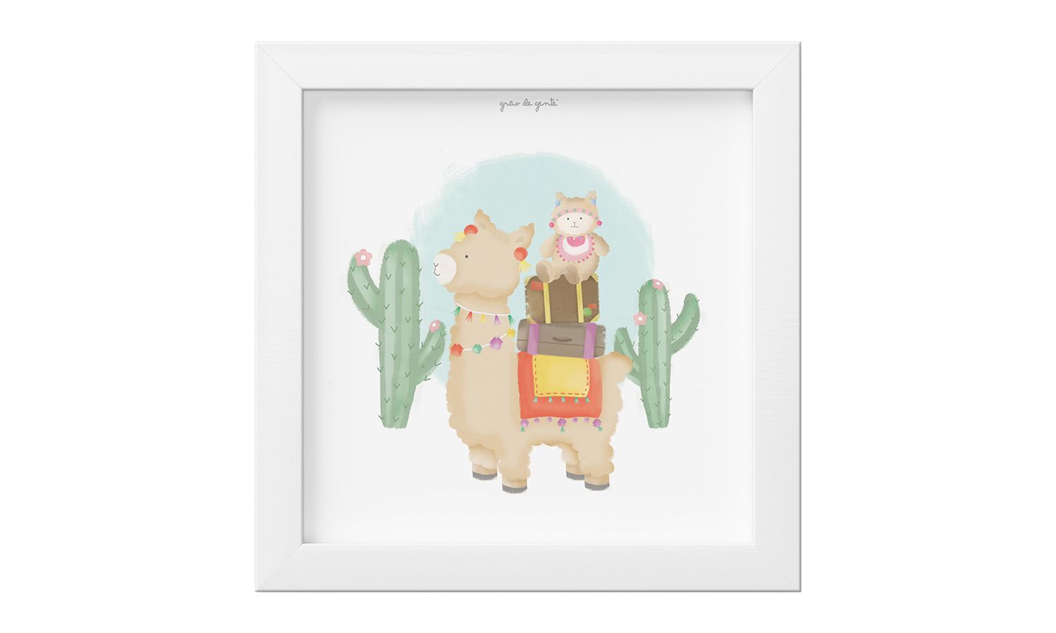 Quadro Amiguinhas Lhamas no Deserto 18cm