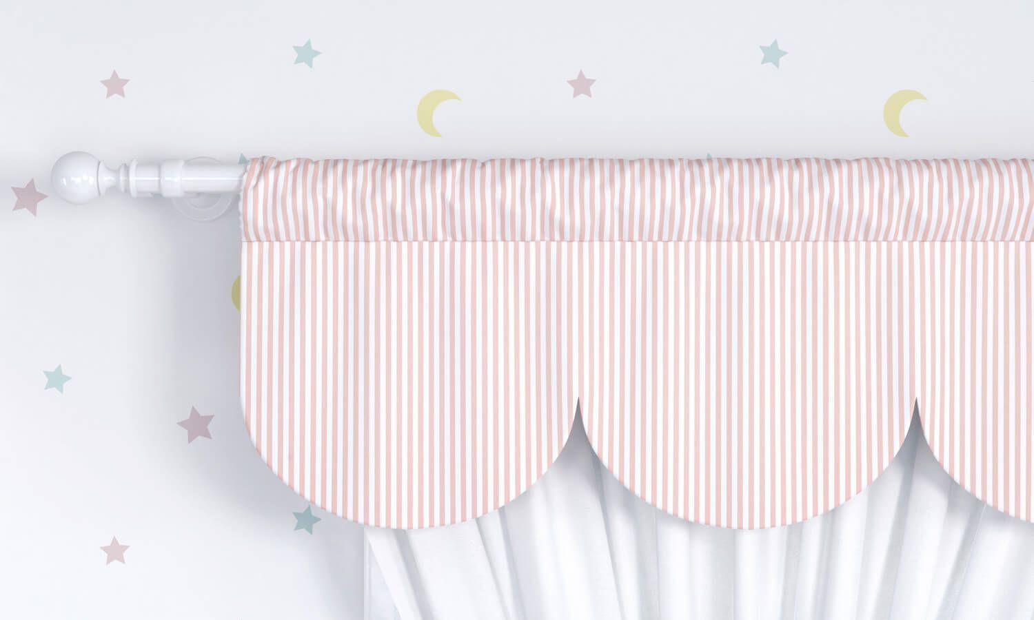 Cortina Bailarina Trapezista Listrada Rosé/Branco